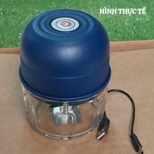 Máy xay tỏi ớt cầm tay sạc tích điện cối thủy tinh 250ml công xuất mạnh dao 3 lưỡi -Phiên bản mới nhất