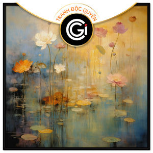 Tranh treo tường tranh dán tường hoa sen nghệ thuật trừu tượng. CGI-180