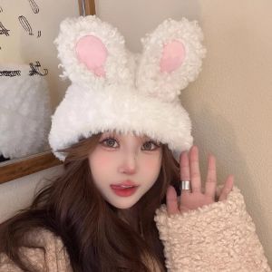 กระต่ายผ้ากำมะหยี่น่ารักหวานเกาหลีหมวกมีหูฤดูใบไม้ร่วงผู้หญิงฤดูหนาวอบอุ่นฝาครอบป้องกันหูหนา