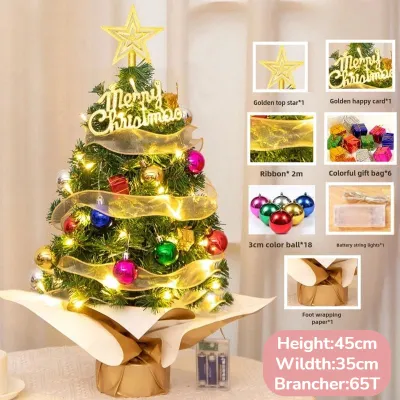 Quivlox Mini Christmas Tree with Lights Ornaments Tabletop Artificial Christmas Tree Christmas Decoration