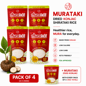 Murataki Premium Quality  Dry Shirataki Rice 250g Set of 4 - Low Calorie Low Carb Konjac Miracle Rice | Keto Friendly Healthy Meals