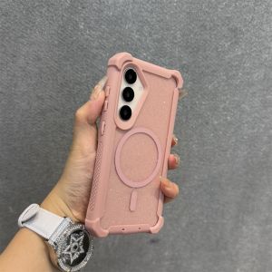 Luxury Glitter Armor Case For Samsung Galaxy S25 Ultra Wireless Charging Cover for Samsung S25 S24 Plus Cover