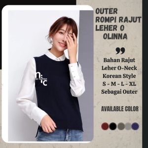 Rompi Rajut Korea Wanita Leher O/ Outer Knit Vest Rompi Wanita Korea Olinn - NIC Fashion