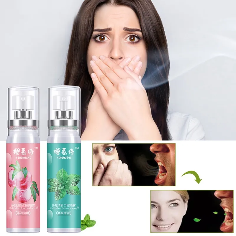 YINGMUSHI Mouth Spray White Peach Mint Mouth Spray Fresh Breath Net Taste  Fragrance Portable Breath Freshener