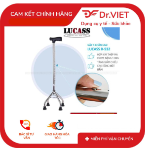 Gậy 4 chân đế nhọn. B32 Màu trắng- Hỗ trợ người già người tai nạn chấn thương hỗ trợ đi lại giúp người đi chuyển khó khăn có thể điều chỉnh chiều cao (chính hẵng).
