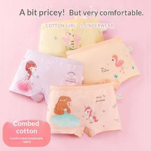 JJT Cotton Girls Underwear Soft Breathable Cartoon Print Briefs for Kids Comfortable Fit No Chafing