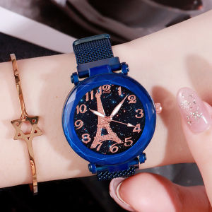 Hot-selling womens fashion watch featuring the Eiffel Tower and starry sky design