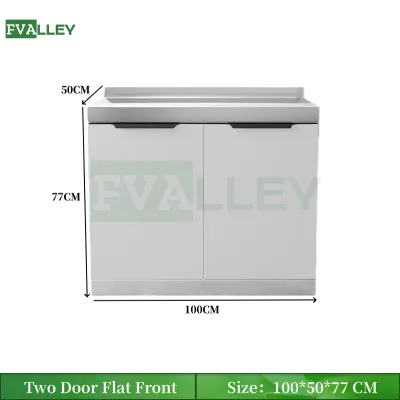 FVALLEY Kitchen Storage Cabinet Stainless Steel Countertop Sink Cabinet Gas Stove Cabinet