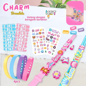 [KST] 4pcs Gelang Karakter Lucu | Gelang Mainan Anak Perempuan | Kerajinan Tangan Gelang Karet