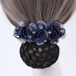Business Attire Hair Net Flower Beaded Hair Net Accessories for Women Black Hair Pins Head Dress