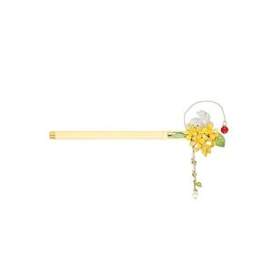 WILLUCK 2-in-1 2-in-1 Hair Stick Pen Floral Tasse Chinese Style Chinese Style Hair Pin Pen 5mm Black Ink Decorative Hair Stick Hanfu Accessory Gift
