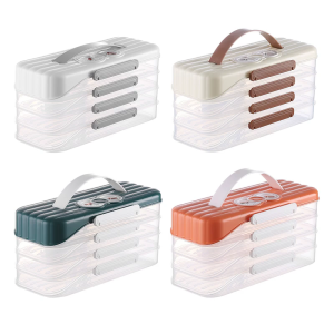Stackable Clear Dumpling Organizers With Date Timer Portable Accessory for Freezer Use and Kitchen Storage Solution