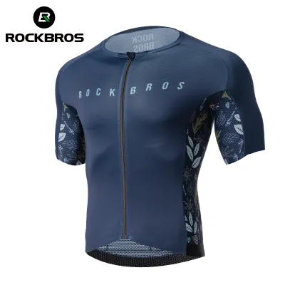 Rockbros Characterizing Fine Spring Series Cycling Jersey Mens 3D Stereo Cutting Quick-Drying Summer Breathable Cycling Clothing Short-Sleeve Elastic-Fit Reflective Cycling Suit