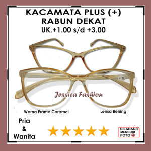 FREE CASE - Kacamata Baca Plus Full Bingkai Bentuk Frame Caramel Lensa Bening Lensa Plus Baca Rabun Dekat Ukuran +1.00 s/d +3.00 PRIA WANITA - KACAMATA RABUN DEKAT TERMURAH TERBARU
