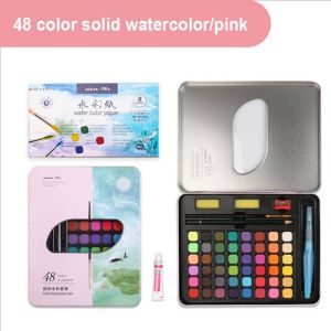 Giorgione ชุดระบายสีน้ำ สีน้ำก้อน 36 สี 48 สี มาพร้อม ปากกาพู่กันน้ำแบบเติม ดินสอ พู่กัน กระตุ้นจินตนาการของเด็กๆ