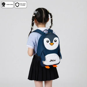 Balo Học Sinh Mầm Non Xbags Penguin XB3019 Màu Xanh Trắng Cao Cấp Siêu Nhẹ Nhiều Ngăn Họa Tiết Chim Cánh Cụt Đáng Yêu!