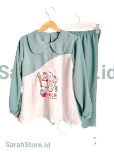 PAKAIAN ANAK PEREMPUAN SETELAN ANAK PEMPUAN UNTUK USIA 2-9 TAHUN VARIASI PUTIH CRINKLE AIRFLOW KECE