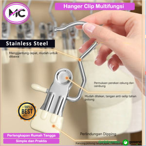 Gantungan Jemur Baju Stainless Hanger Klip Pengering Multifungsi Dengan Penjepit Gantung Kaos Kaki Topi Celana