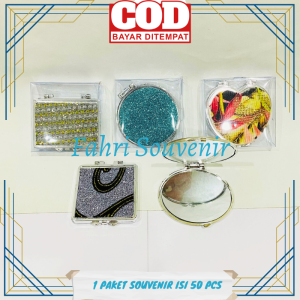 Souvenir Pernikahan Ultah dan Khitanan Cermin Kaca Motif Gliter Kemasan Mika ISI 50 PCS
