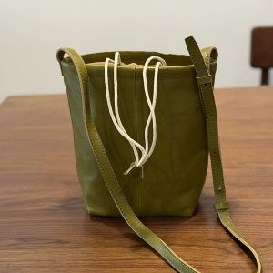 BeeGreen Women High Quality Genuine Leather Shoulder Bag Mini Bucket Bag Vintage Drawstring Sling Bag