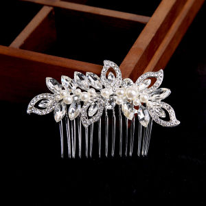 Tooyoo White Rhinestone Hair Comb Clip Pearl Flower Hair Accessories Bride Delicate Hair Accessories
