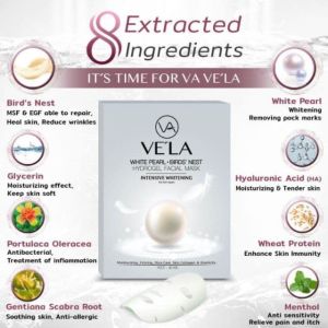 VELA White Pearl Birds Nest Hydrogel Facial Mask 5 sheets