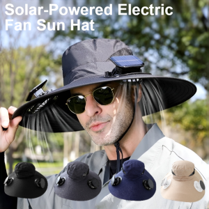Solar-powered Electric Fan Sun Hat Long-lasting Durability Large Brim Detachable Bucket Hat