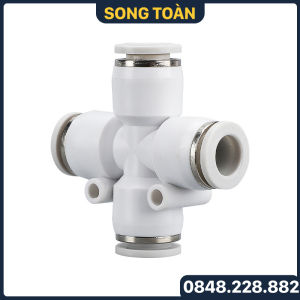 Thập Chia 4 Ngã PZA Nối Ống Mềm Khí Nén STNC YPZA Ống 4 6 8 10 12 16 - Màu Trắng