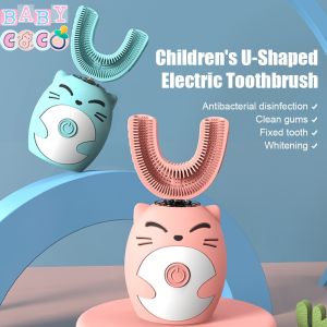 Baby Coco 3 Speed Rechargeable Electric Toothbrush For 2-15 Years Old Kids U-shaped Waterproof Smart