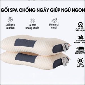 Gối Spa Chống Ngáy Gối Ngủ Lõi Bông Xơ Đậu Nành Dệt Kim  Gối Công Thái Học Bảo Vệ Đốt Sống Cổ Siêu mềm Dễ Chịu Gíup Ngủ Ngon Sâu Giấc -Hàng Nhập Khẩu