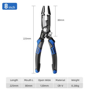 Wire stripper tool for electricians Multifunctional pliers Cable wiring and cable stripping pliers Wire scissors crimping pliers