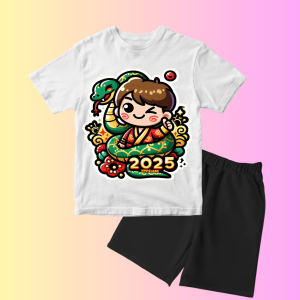 Code8.id DTF2 Baju Setelan Anak Anak Imlek CNY Sincia Karakter Cowo Ular Lucu 1 - 10 Tahun