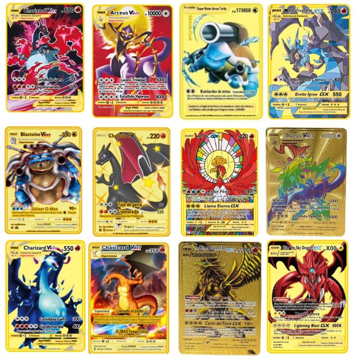 10000 Arceus Vmax DIY Golden Pokemon Cards in Spanish Iron Metal Pokmo ...