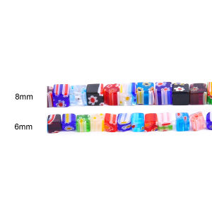 21-65pcs Mixed Colors Star Shape Flower Patterns Millefiori Glass Lampwork Loose Crafts Beads for Necklace Bracelet Earring Making DIY Jewelry Making Findings