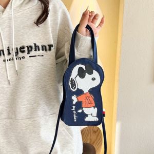 THOMA ผ้าใบแคนวาส กระเป๋าสะพายไหล่แบบงีบหลับ สีทึบทึบ กระเป๋าใส่เหรียญ กระเป๋าถือการ์ตูนลำลอง น่ารักมากๆ สุนัขและสุนัข กระเป๋าใส่โทรศัพท์มือถือ สำหรับผู้หญิง