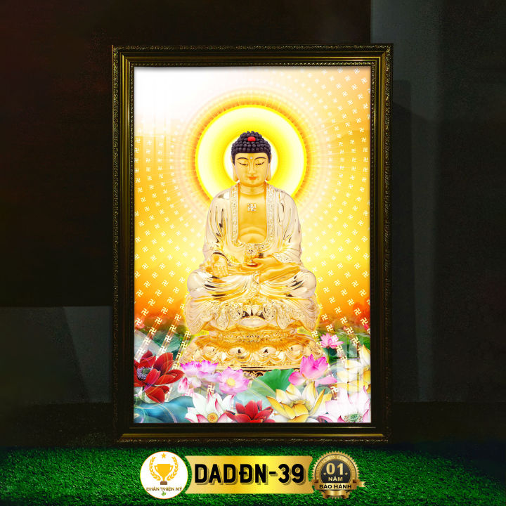 Tranh A Di Đà Phật Ngồi Có Đèn CHÂN THIỆN MỸ, Treo Tường Trang Trí Bàn ...