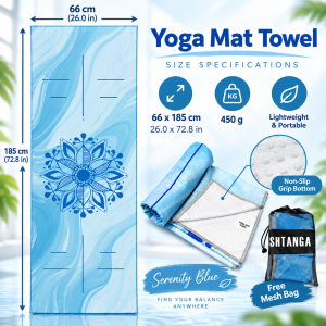 Deepfit Yoga Mat Towel 66x185cm Non-Slip Sweat Absorbent for Hot Yoga Pilates Gym Fitness with Mesh Bag