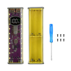 diymore 22.5W Purple Transparent Mecha 8-Cell 18650 Battery Case Solderless Power Bank Housing Supports Low-Current Mode