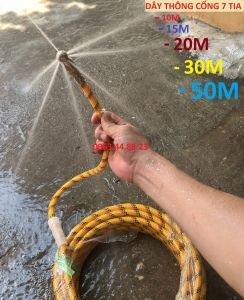 Dây thông tắc cống bằng áp lực nước [Béc 7 Tia] Dây thông cống bằng máy rửa xe gia đình-Dây áp lực thông cống