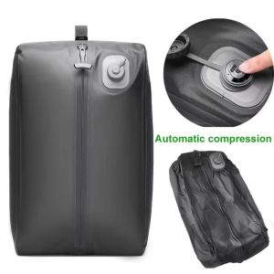 OKDEALS Waterproof Automatic Vacuum Bag Dustproof Folding Vacuum Compression Bag Durable Air Pump inside Reusable Storage Bag for Suitcases Backpack Luggage