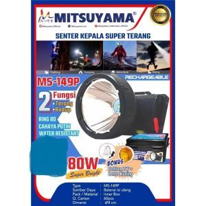 Senter Kepala  LED Headlamp 80 Watt Mitsuyama MS-149P Cahaya Putih & Kuning Waterpoof Super Terang Plus Lensa Kuning