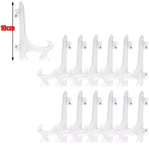 Anglebabylife 20Pcs 2/3/4 Inch Clear Plastic Acrylic Easels Table Top Plate Holder Dish Bowl Racks Photos Picture Frame Folding Stand Storage Home Decor Holder