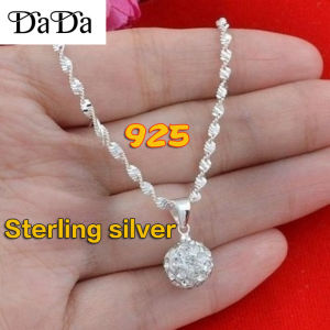 rantai leher sterling silver 925 italy necklace round zircon pendant chain for women-hypoallergenic 项链