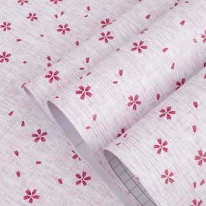 wallpaper dinding kamar tidur Wallpaper Walpaper Stiker Sticker Wallsticker Dinding Tembok Kamar Tidur Ruang Tamu Motif Bunga Merah Batik Salur Pink