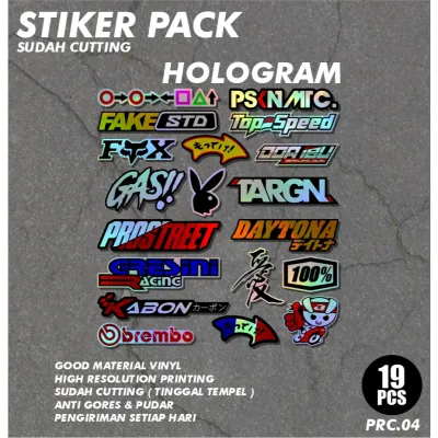 16 Lembar Sticker Racing / Sticker pack / Sticker Sponsor / Sticker Motor / Sticker Kecil2 cocok buat Motor Mobil Hp Laptop Helm Hologram Pelangi Vinyl Putih GRE.PRC03