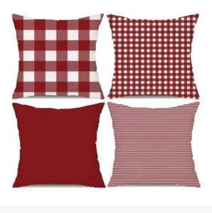 BM RED Christmas Throw Pillow Case - 18x18 inches 18x18  iches made of fabric - not felt paper - for home office partyevents - decorative - chair cover - excllent quality - fabric from abroad - classy and elegant - for christmas - santa hat chair  Pri