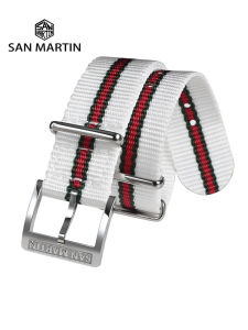 San Martin 20mm High Quality Elasticity Nylon Strap Pilot Military Paratrooper Universal Type Strap 316L Clasp Watch Parts2026