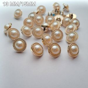 KANCING BAJU FASHION MUTIARA TIMBUL MOTIF RANTAI GOLD 100 PCS