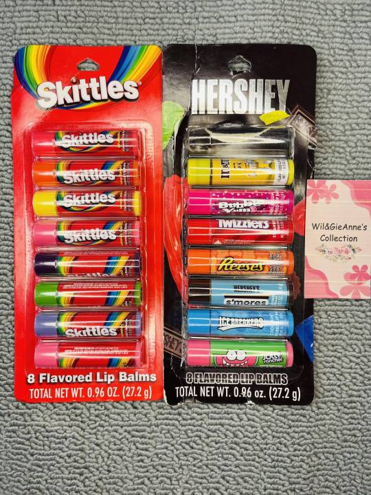 Candy & Chocolate Flavored Lip Balms Hershey & Skittles Net Wt. 3.4 g ...