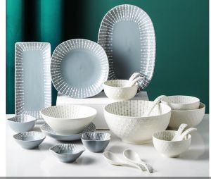 Bộ bát đĩa chén đĩa phong cách Bắc Âu đơn giản sáng mịn đẹp